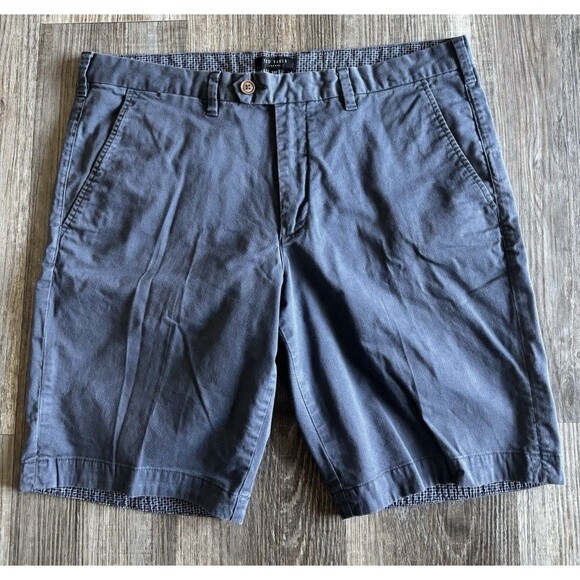 Ted Baker London Blue Shesho Chino Geometric Macro Print Shorts Men’s Size 34R - Picture 2 of 10